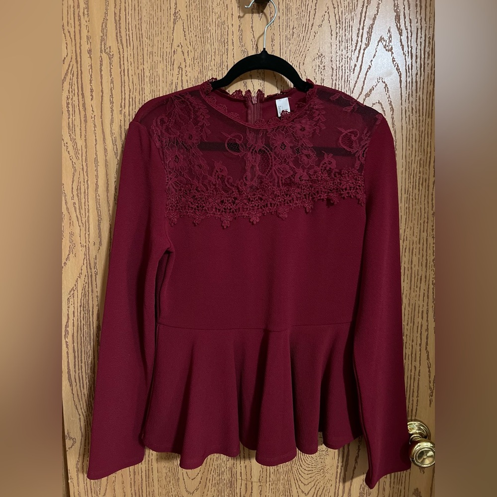 Elegant Burgundy Lace Top
